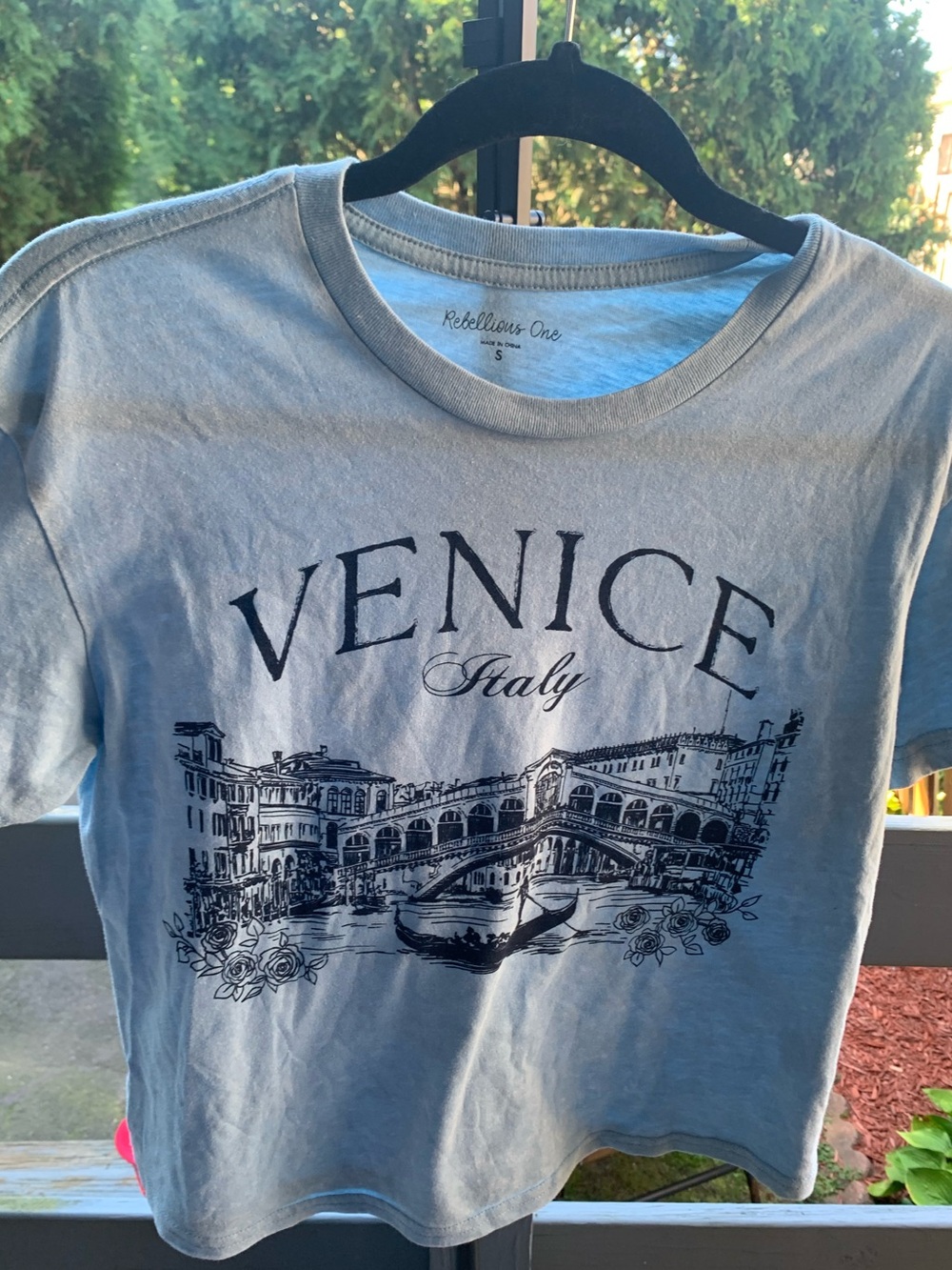 Rebellious One Light Blue Venice Italy Graphic Tee BRAND NEW